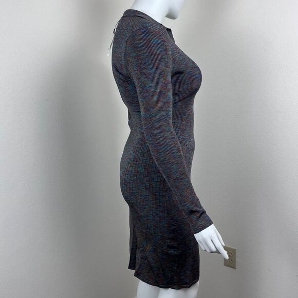 Theory Size L Arctic Polo Ribbed Pullover Henely Collared Sweater Mini NEW Dress - Picture 11 of 15